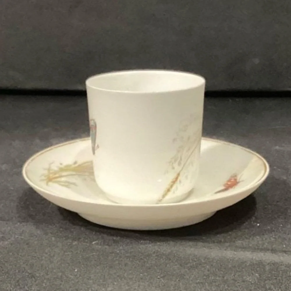Haviland Limoges Meadow Visitors Teacup & Saucer, Two Piece Set Butterfly Design